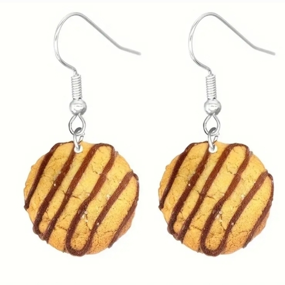 Fudge Striped Cookie Earrings‎ Doubled Sided Fun Novelty Acrylic